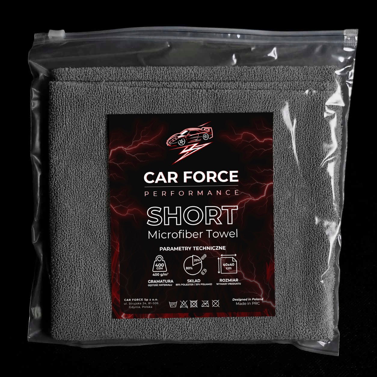 Ściereczka z mikrofibry | CAR FORCE SHORT | 40x40cm
